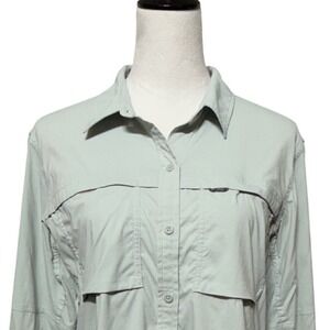 REI Co-op Shirt Womens Large Sage Green Long Sleeve Sahara Button Up Vented Top